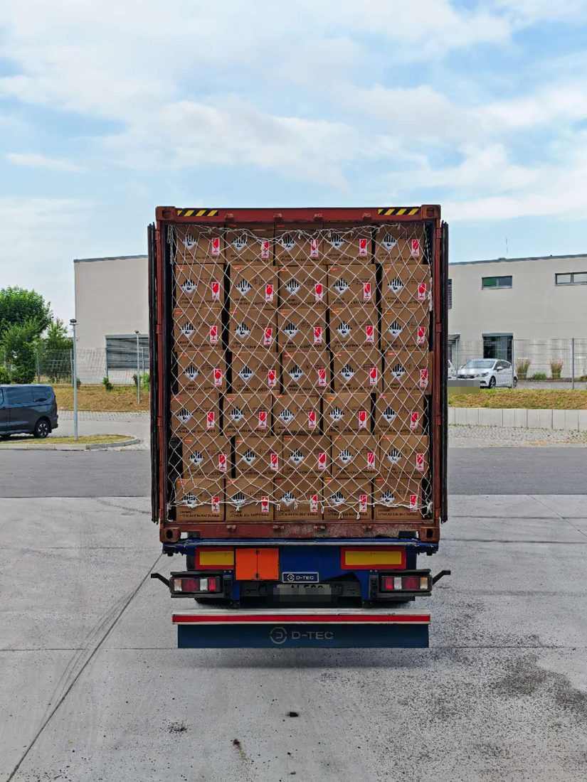 Full container, netted and ready — EU delivery